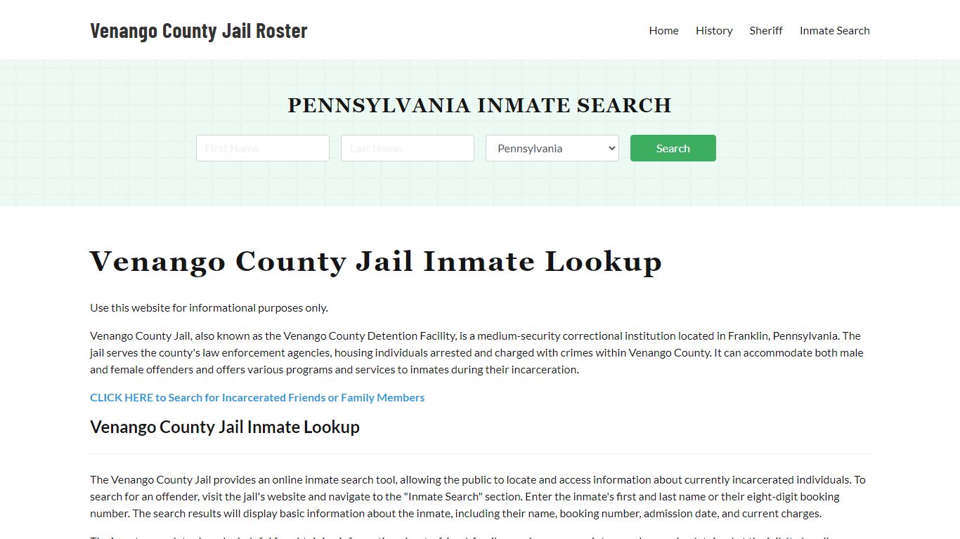 Venango County Jail Roster Lookup, PA, Inmate Search