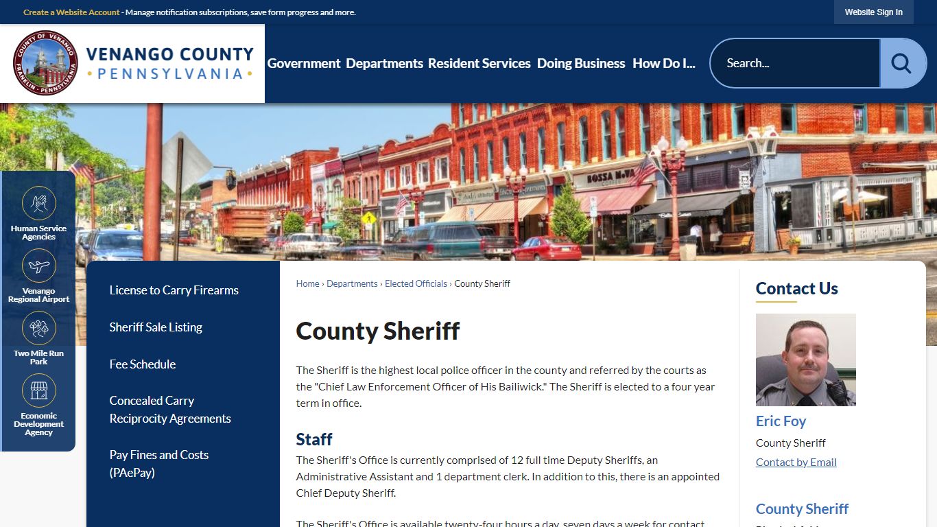 County Sheriff | Venango County, PA